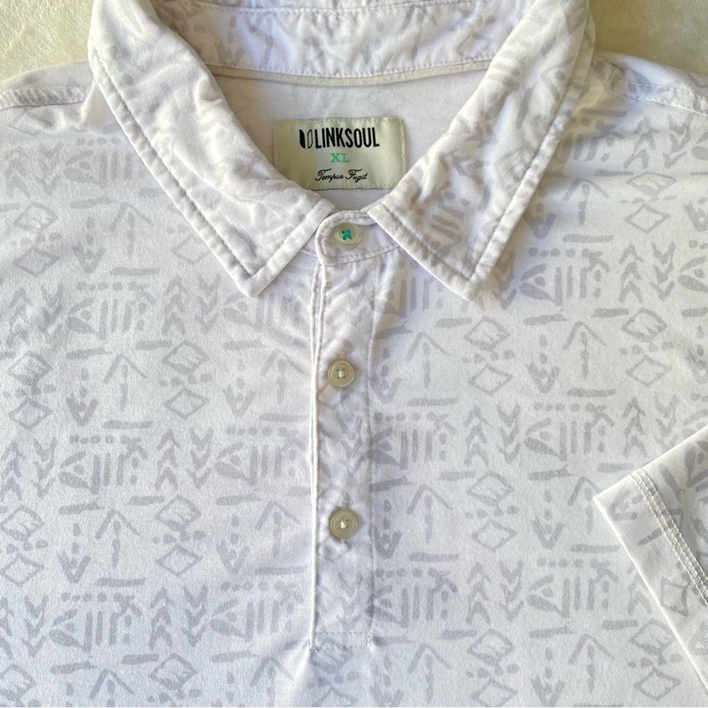 Linksoul Printed Delray Hamsa/Geometric Golf Polo Grey Size XL⁠